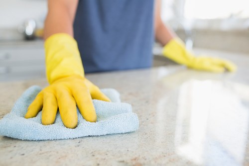 Local carpet cleaning service working in a commercial interior