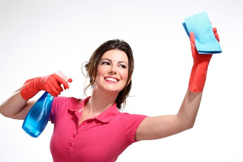 Technician reviewing booking details before a carpet cleaning visit
