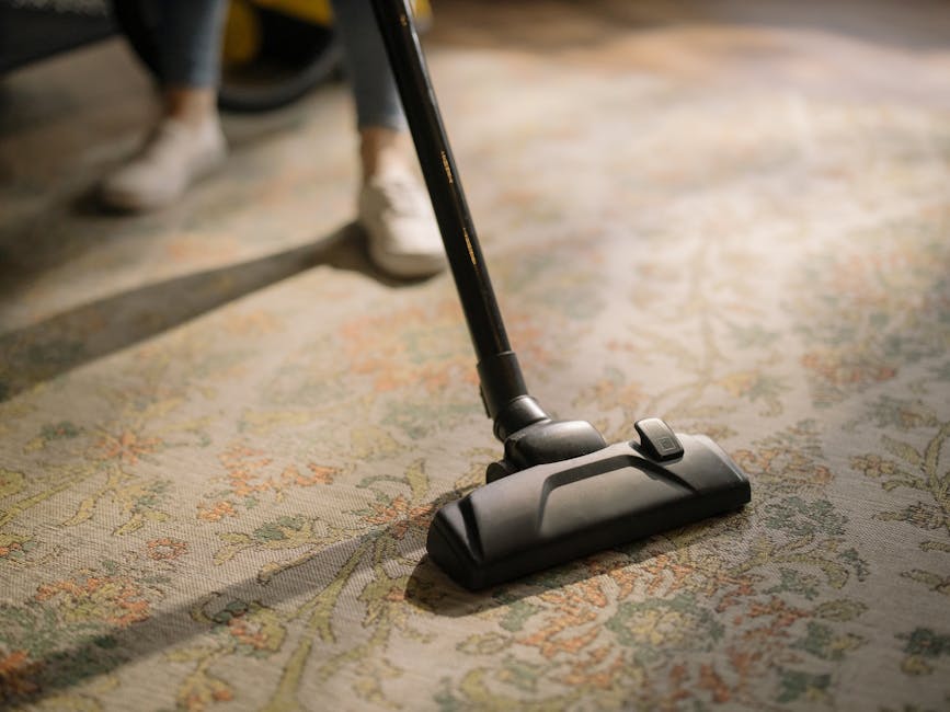 A close-up of a patterned, traditional area rug with intricate red, blue, and beige designs covers a wooden floor in a residential room. A pile of white paper documents, slightly crumpled, rests on th